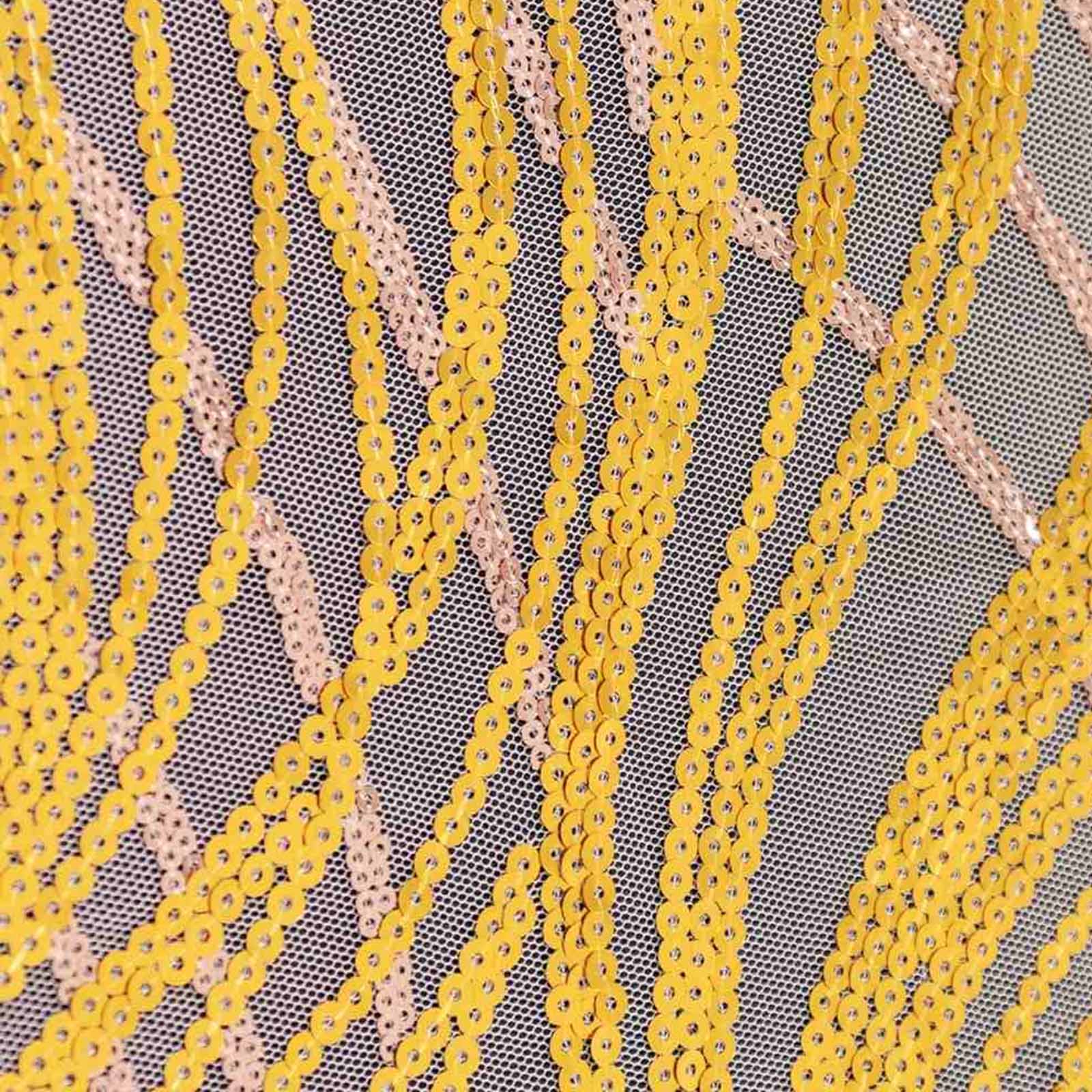 5 Pack Chair Sash Bands with Wave Embroidered Sequins Rose Gold/Gold