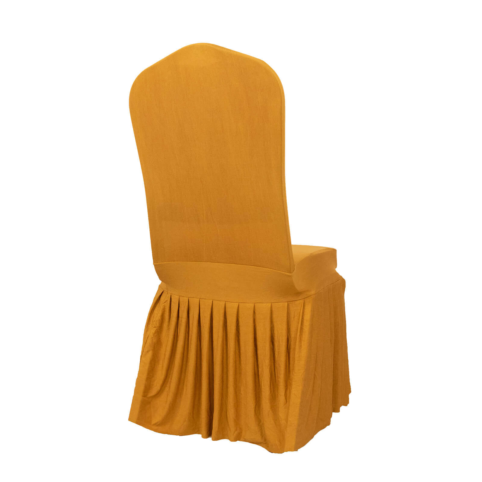 Spandex Chair Cover with Ruffle Pleated Skirt for Banquet Chairs Gold - 1-Piece Stretch Fitted Slipcover