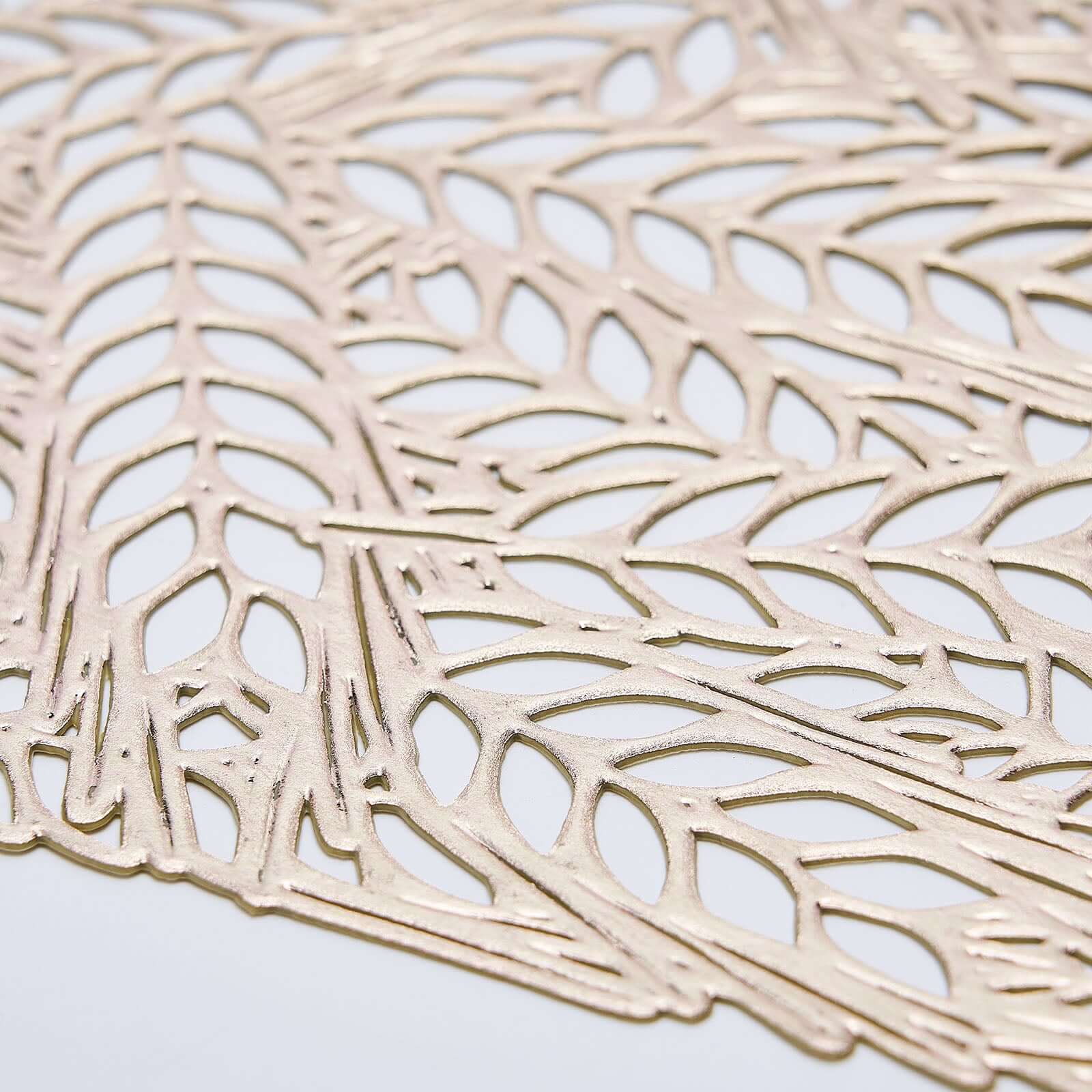 6-Pack Table Mats Wheat Design Gold - Vinyl Rectangle Non-Slip Surface for Stylish Settings 12"x18"