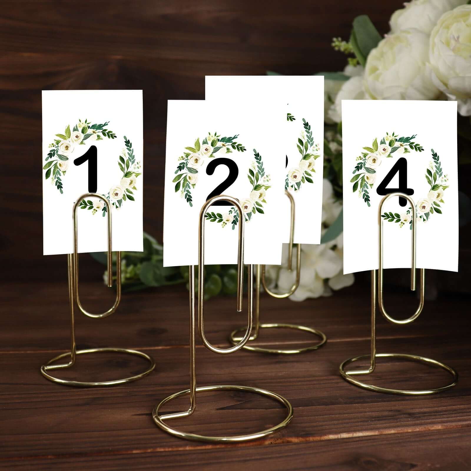 5-Pack Metal Card Holder Stands Paperclip Design Gold - Table Number Stands and Wedding Menu Clips 5"
