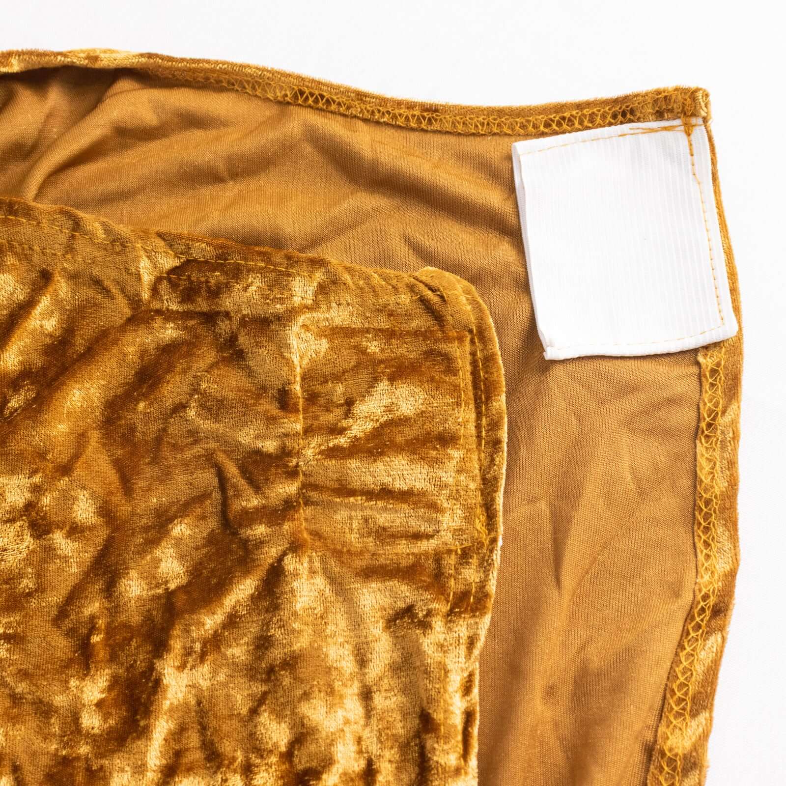 Crushed Velvet Spandex Banquet Chair Cover Fitted Slipcover Gold - Stretch 190GSM Slipcover with Foot Pockets