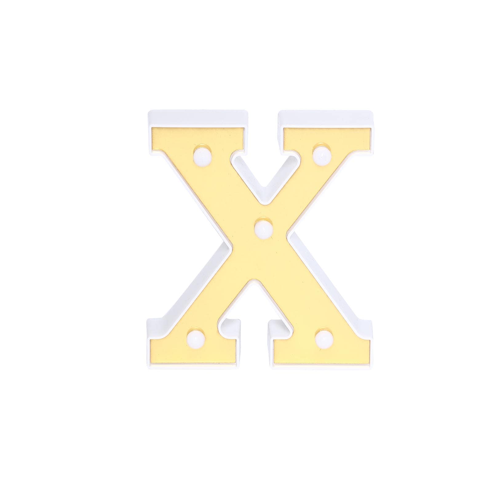 3D Marquee Letter "X" Warm White 5 LED Lights Gold - Chic Light-Up Decor for Events 6"