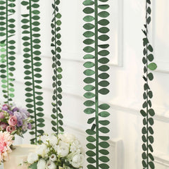 Taffeta Ribbon Sash with 4" Leaf Petal Design Green 50ft - Sophisticated Artificial Fabric Garland