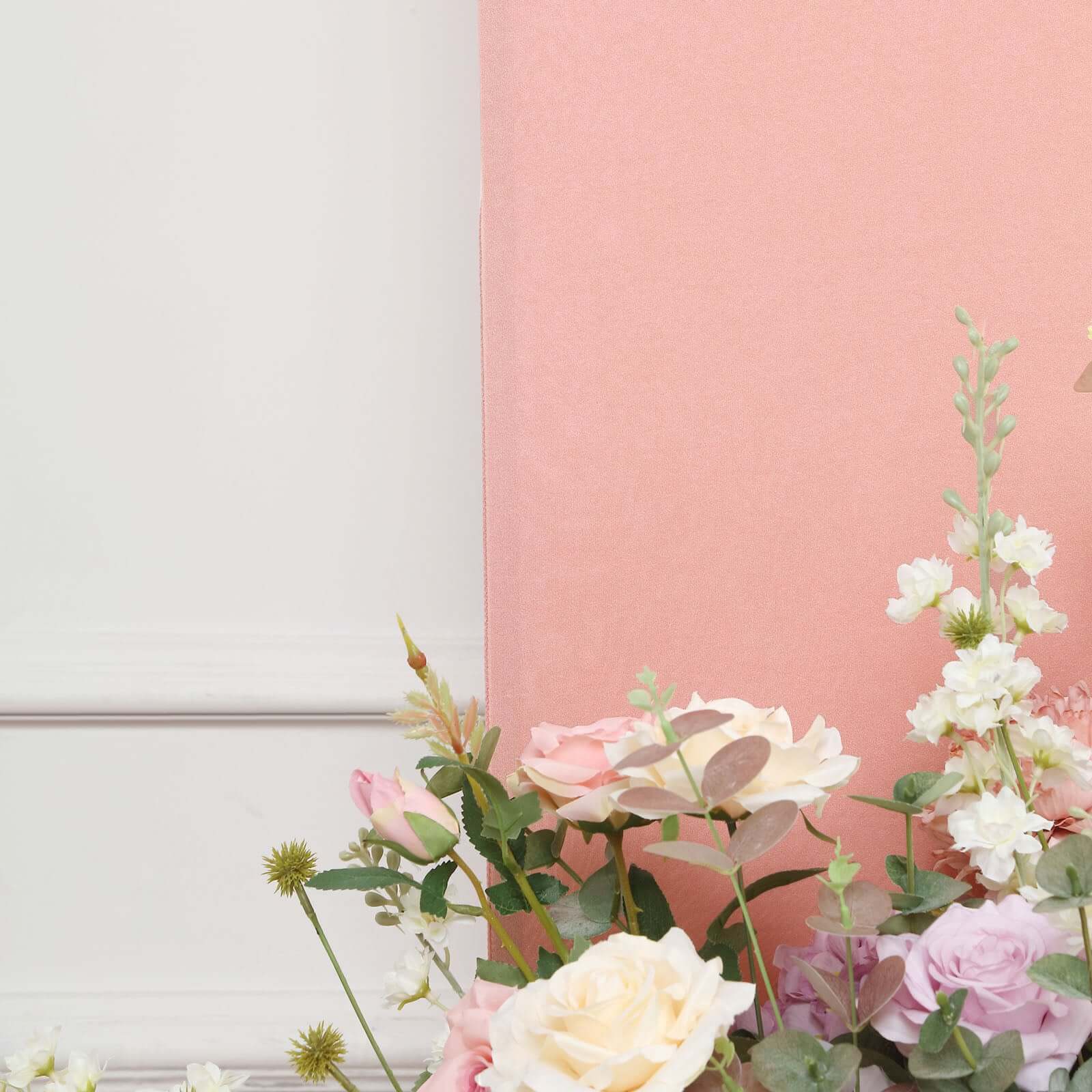 Set of 4 Matte Dusty Rose Spandex Half Moon Chiara Backdrop Stand Covers, Custom Fitted Wedding Arch Covers - 2.5ft,5ft,6ft,7ft