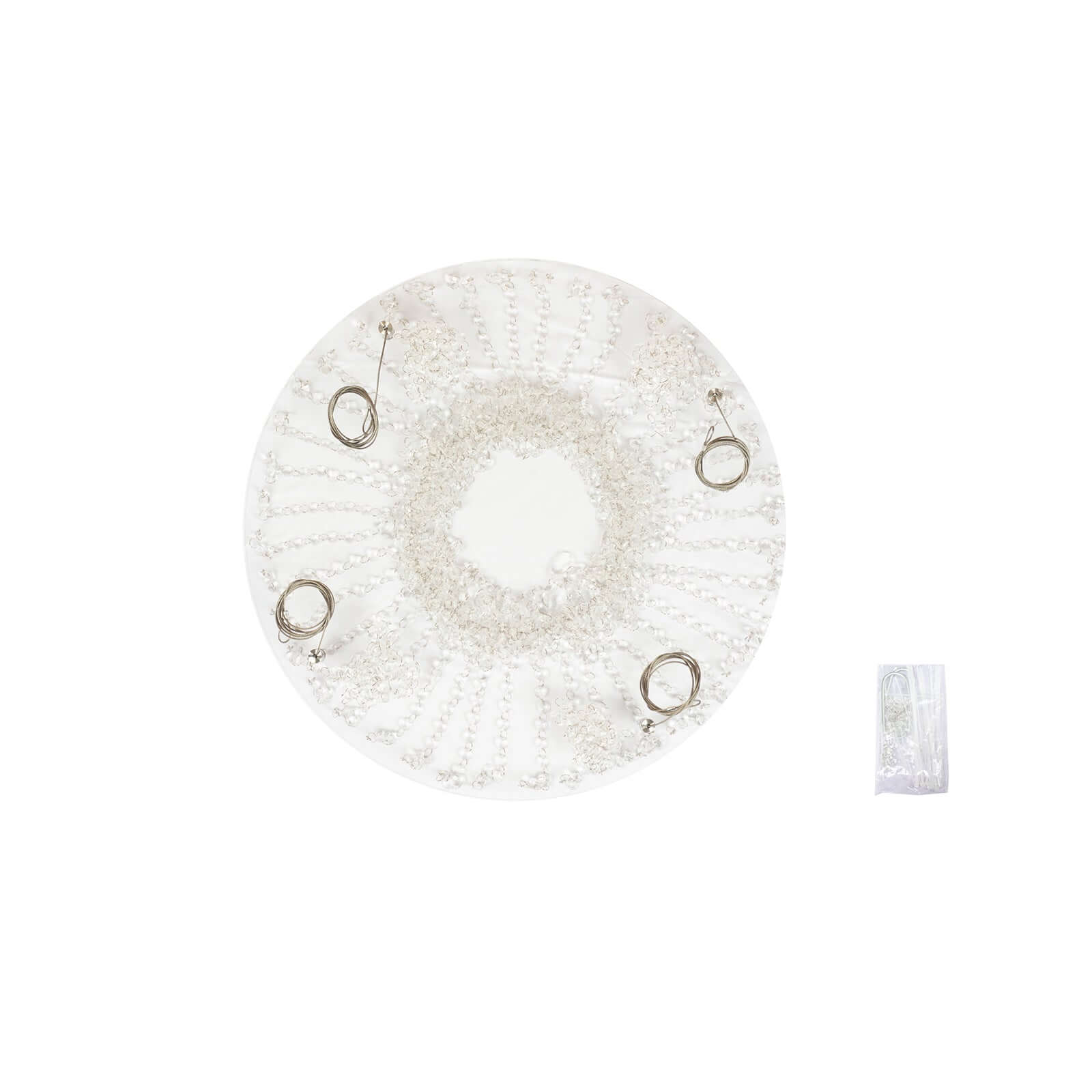 Acrylic Hanging Chandelier Cake Stand with Crystal Drapes - Suspended Round Wedding Cake Swing with 5ft Steel Wire Chains 25"