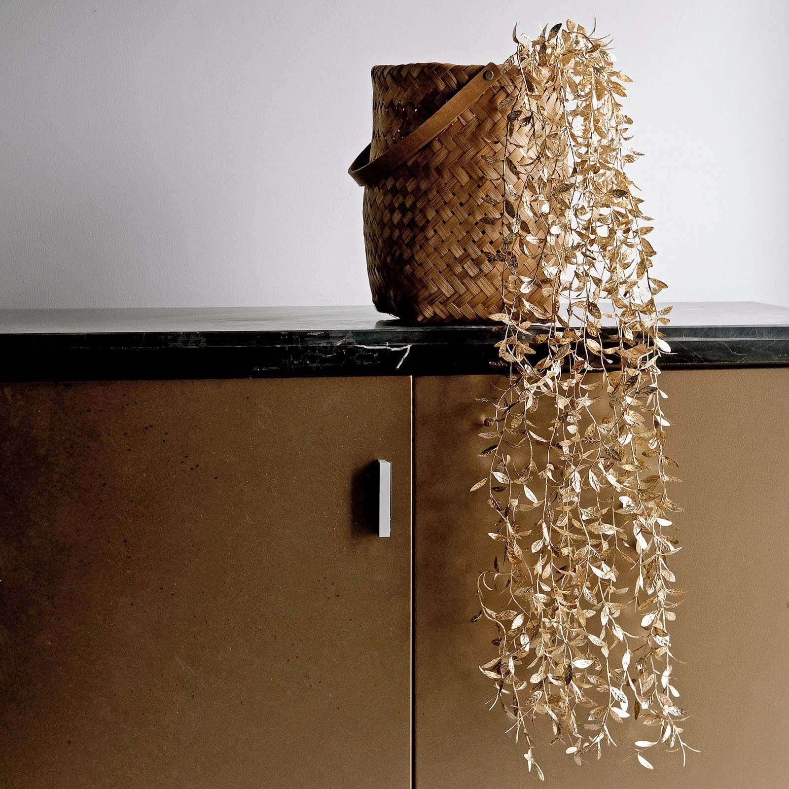 2-Pack Artificial Hanging Ivy Leaf Stem Garlands Metallic Gold - UV Resistant & Maintenance Free Faux Decorative Willow Vines 41"