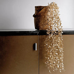 2-Pack Artificial Hanging Ivy Leaf Stem Garlands Metallic Gold - UV Resistant & Maintenance Free Faux Decorative Willow Vines 41"