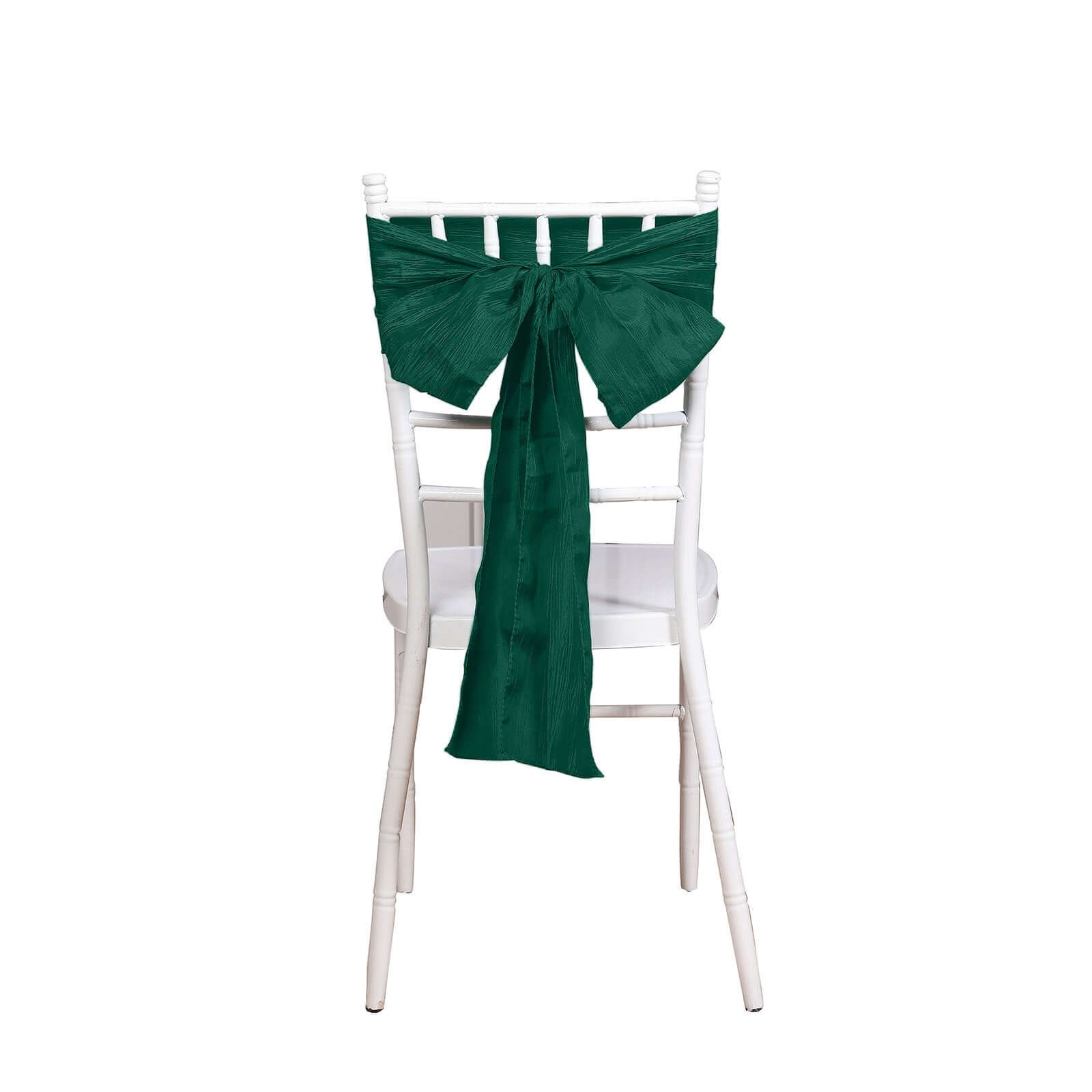 5 Pack Taffeta 6"x106" Chair Sashes Hunter Emerald Green Accordion Crinkle Texture - Stylish Decor for Weddings & Gatherings