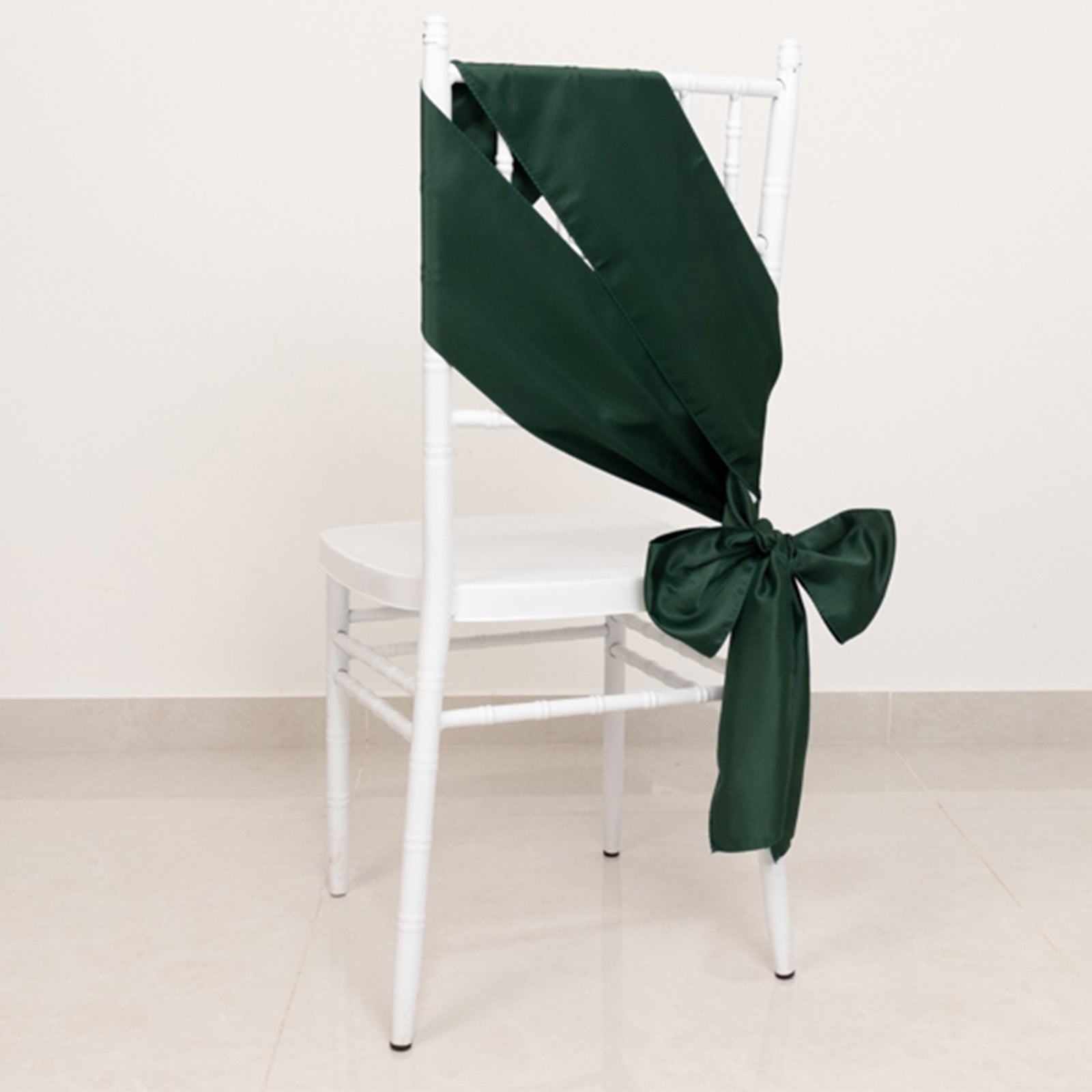 5 Pack Lamour Satin 6"x106" Chair Sashes Hunter Emerald Green - Stylish Reusable Decorative Bows