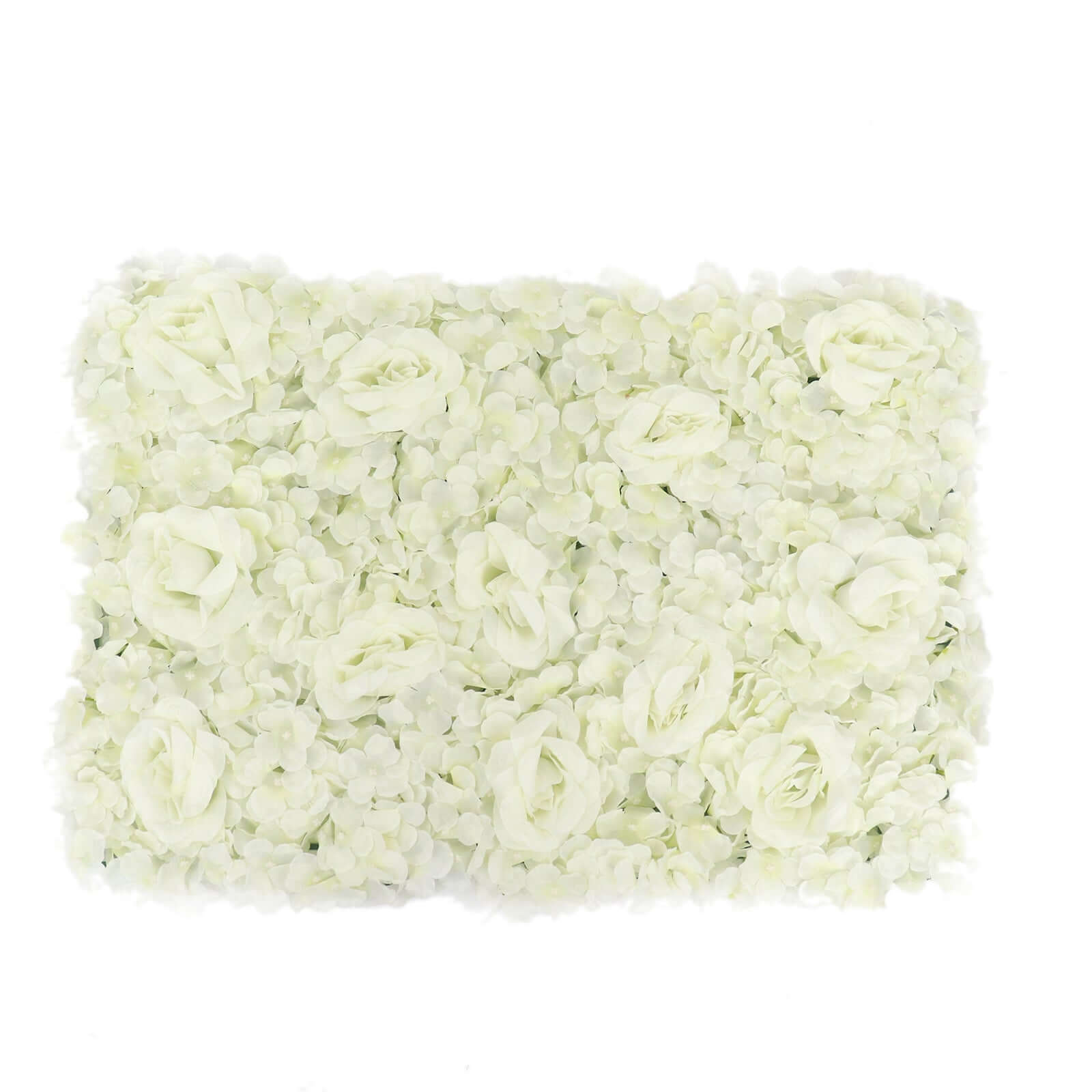 11 Sq ft. Cream 3D Silk Rose and Hydrangea Flower Wall Mat Backdrop - 4 Artificial Panels
