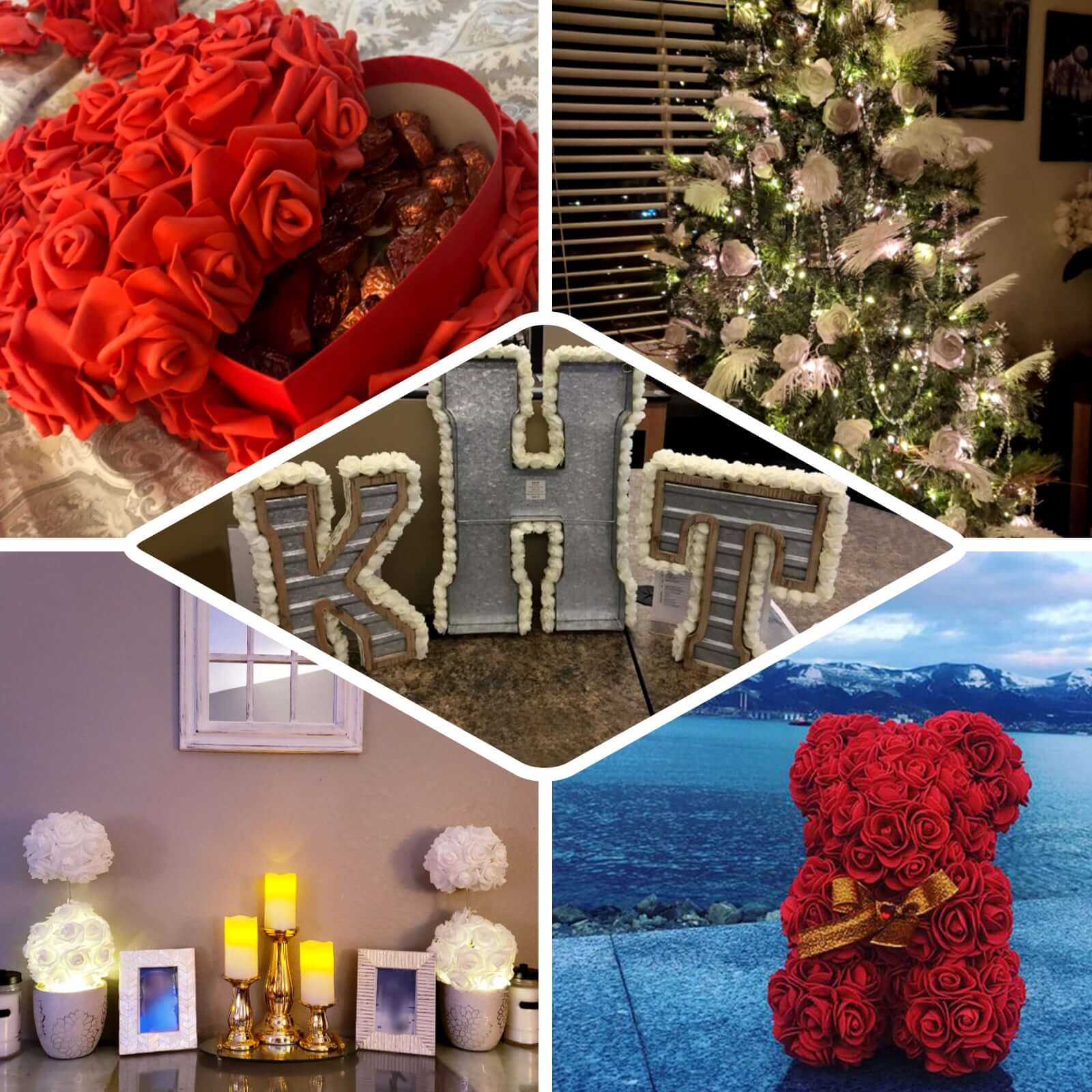 48 Roses 1" Pink Real Touch Artificial DIY Foam Rose Flowers With Stem, Craft Rose Buds