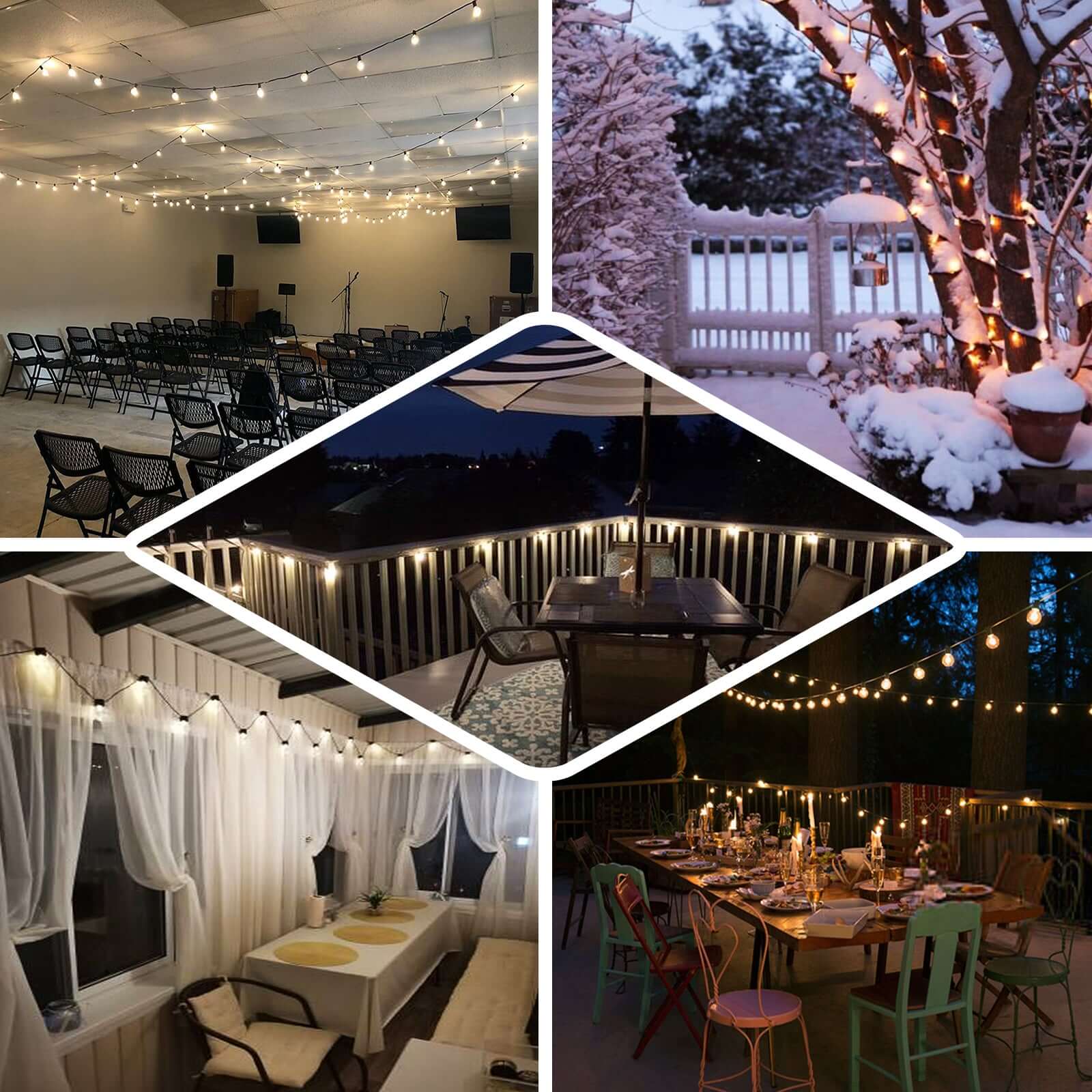 25-Pack LED String Lights 8-Mode Clear Warm White - Waterproof Remote Operated Outdoor/Indoor Bulbs 26ft