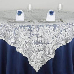 Lace 90"x90" Table Overlay Square Tablecloth Ivory - Classic Table Cover