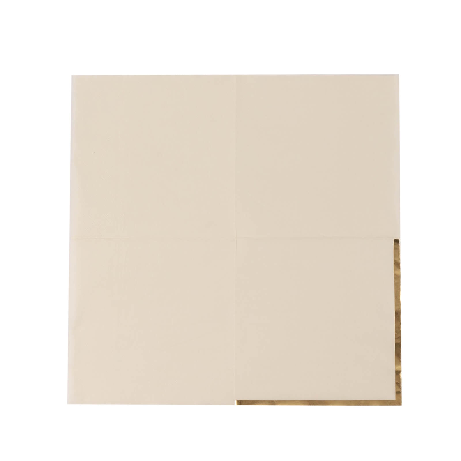 50-Pack Paper Beverage Napkins with Gold Foil Edge Ivory - Disposable 2 Ply Cocktail Napkins for Events 6.5"x6.5"