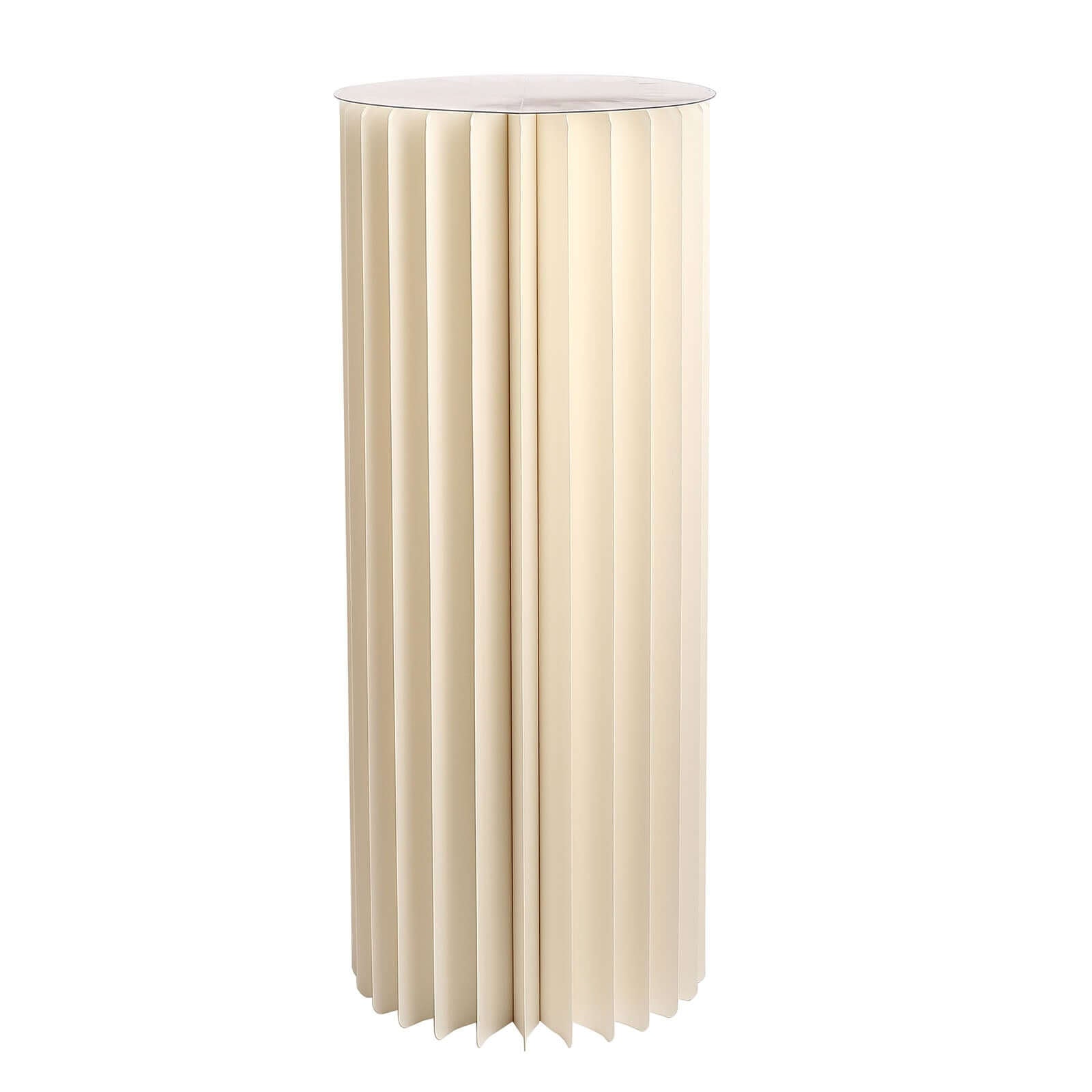 40" Ivory Cylinder Display Column Stand, Pillar Pedestal Stand With Top Plate