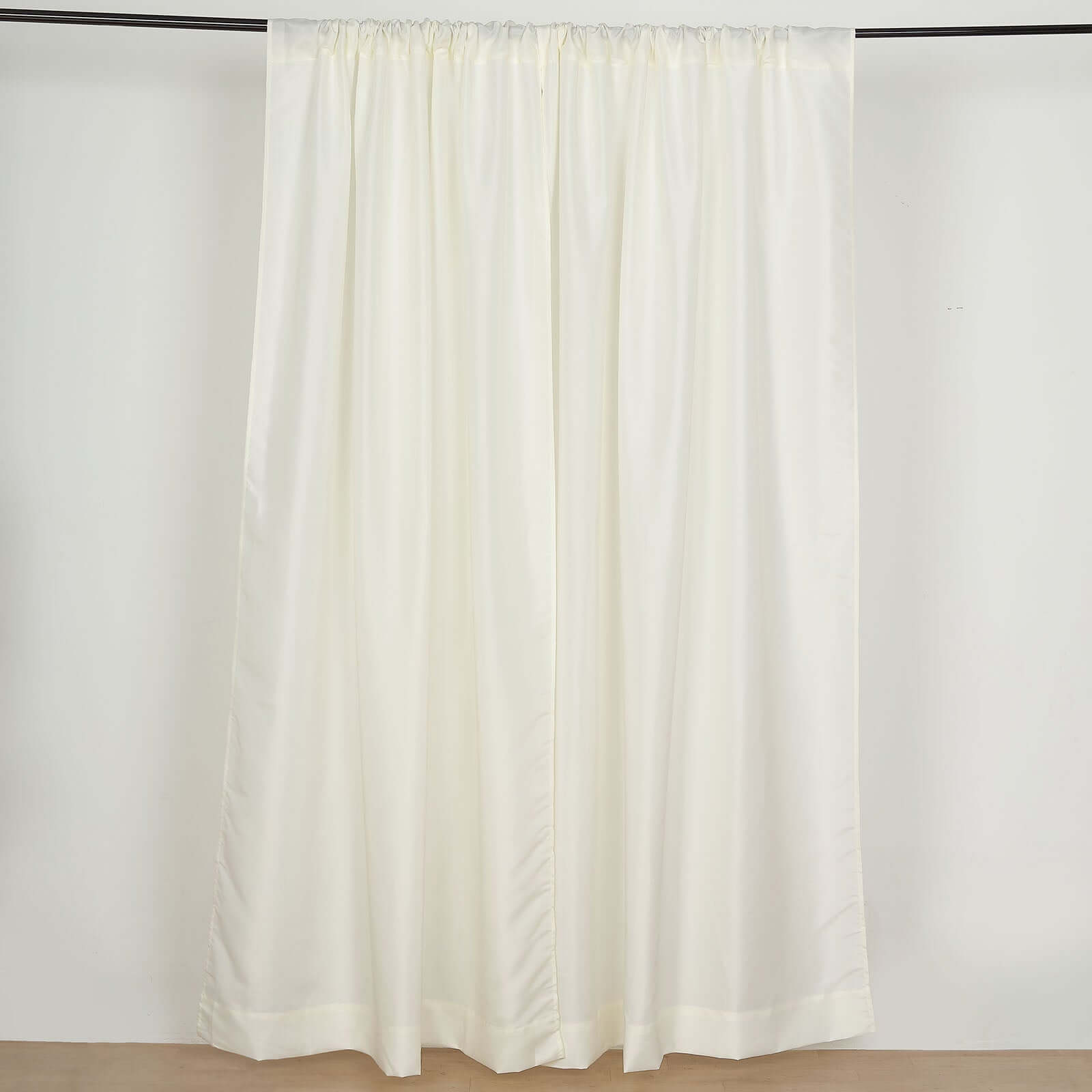 2 Pack Ivory Polyester Event Curtain Drapes, 10ftx8ft Backdrop Event Panels With Rod Pockets 130 GSM