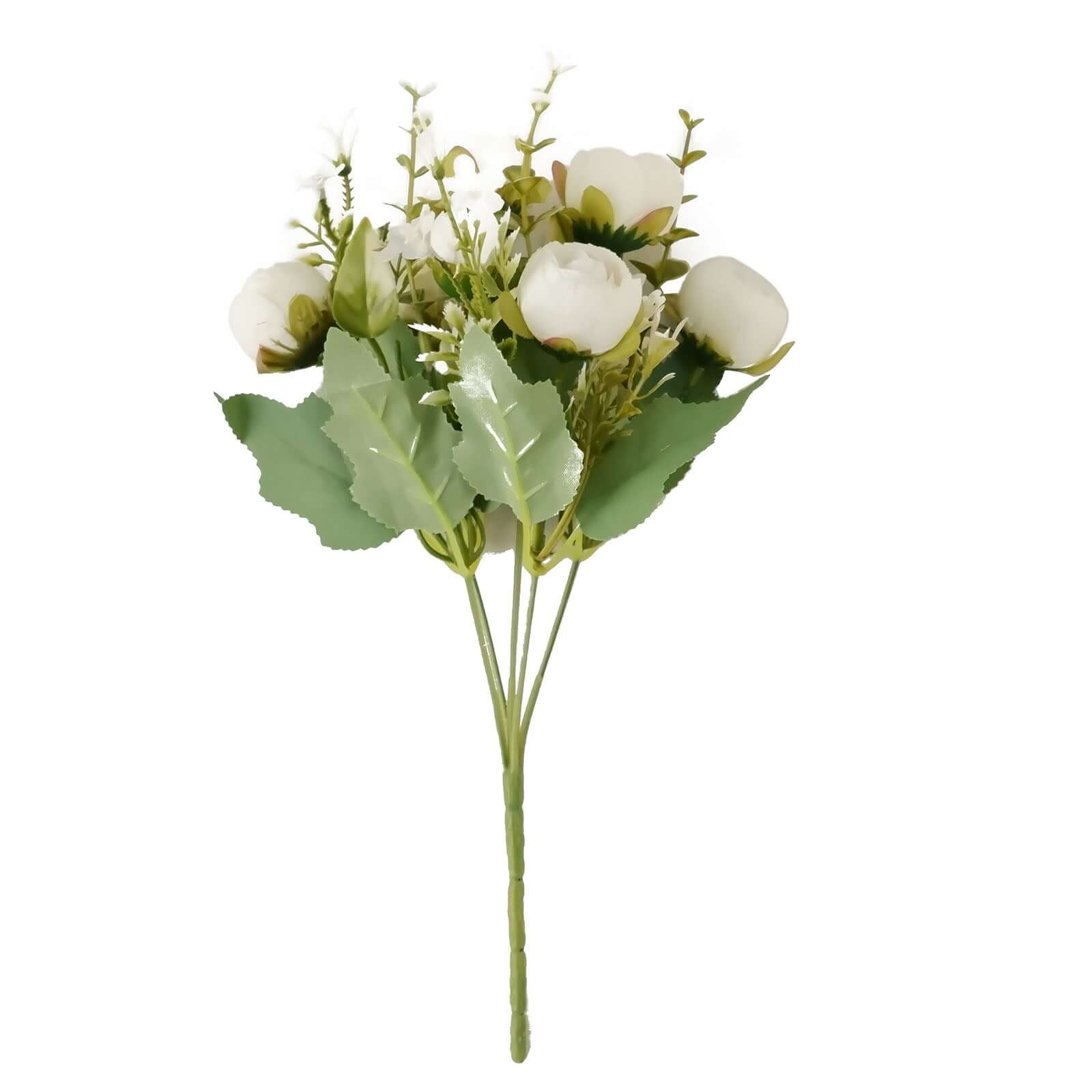4 Pack 12" Artificial Ivory Ranunculus Silk Flower Bridal Bouquets, Faux Buttercup Floral Arrangement