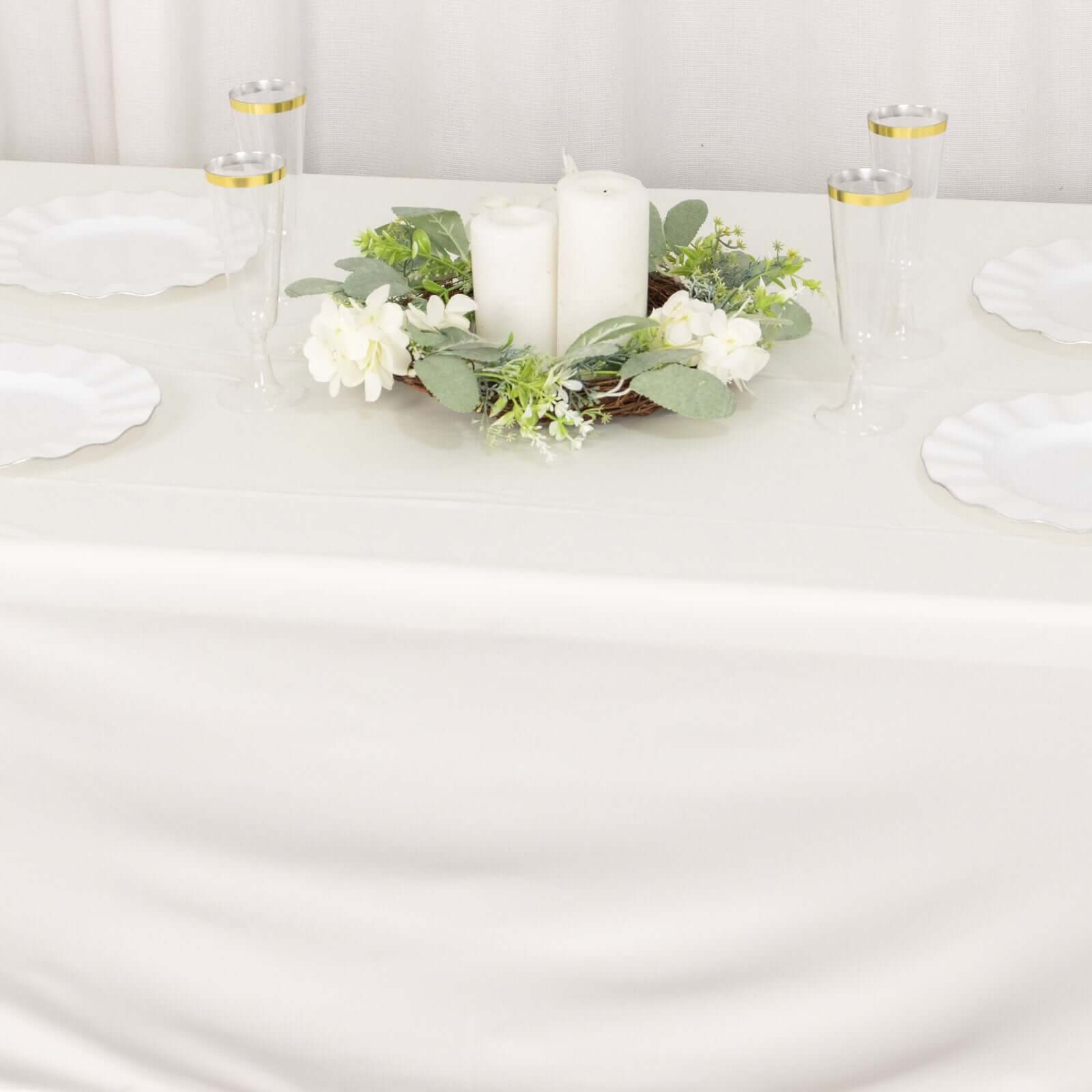 Scuba Rectangular 60"x102" Tablecloth Ivory - Wrinkle Free & Stain Resistant Table Cover