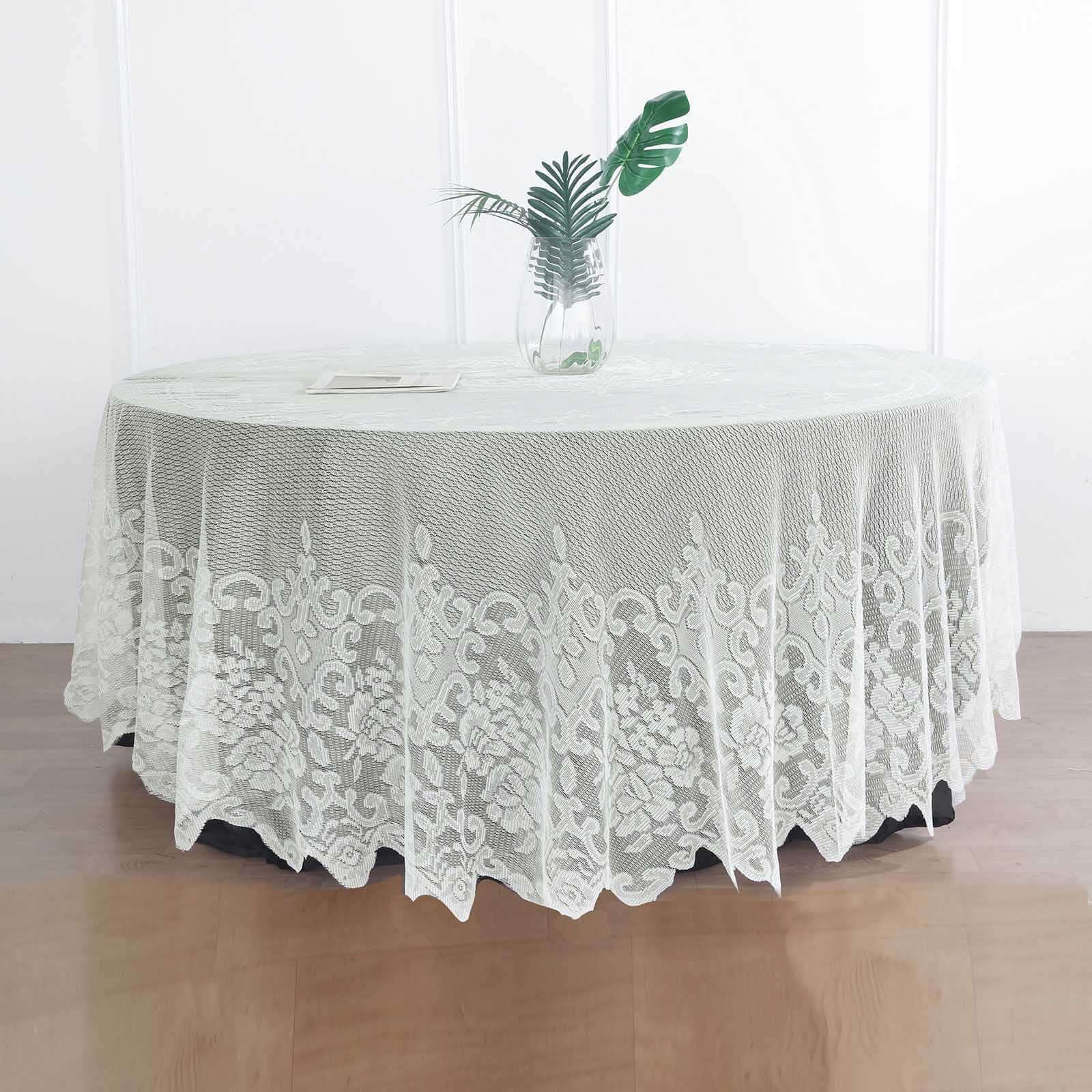 Lace 108" Round Tablecloth Ivory - Premium Design for Formal Table Settings