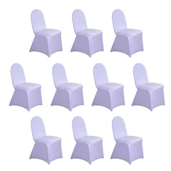 10 Pack Spandex Chair Covers for Banquet Chairs Lavender Lilac - Durable Reusable Stretch Slip-On Covers