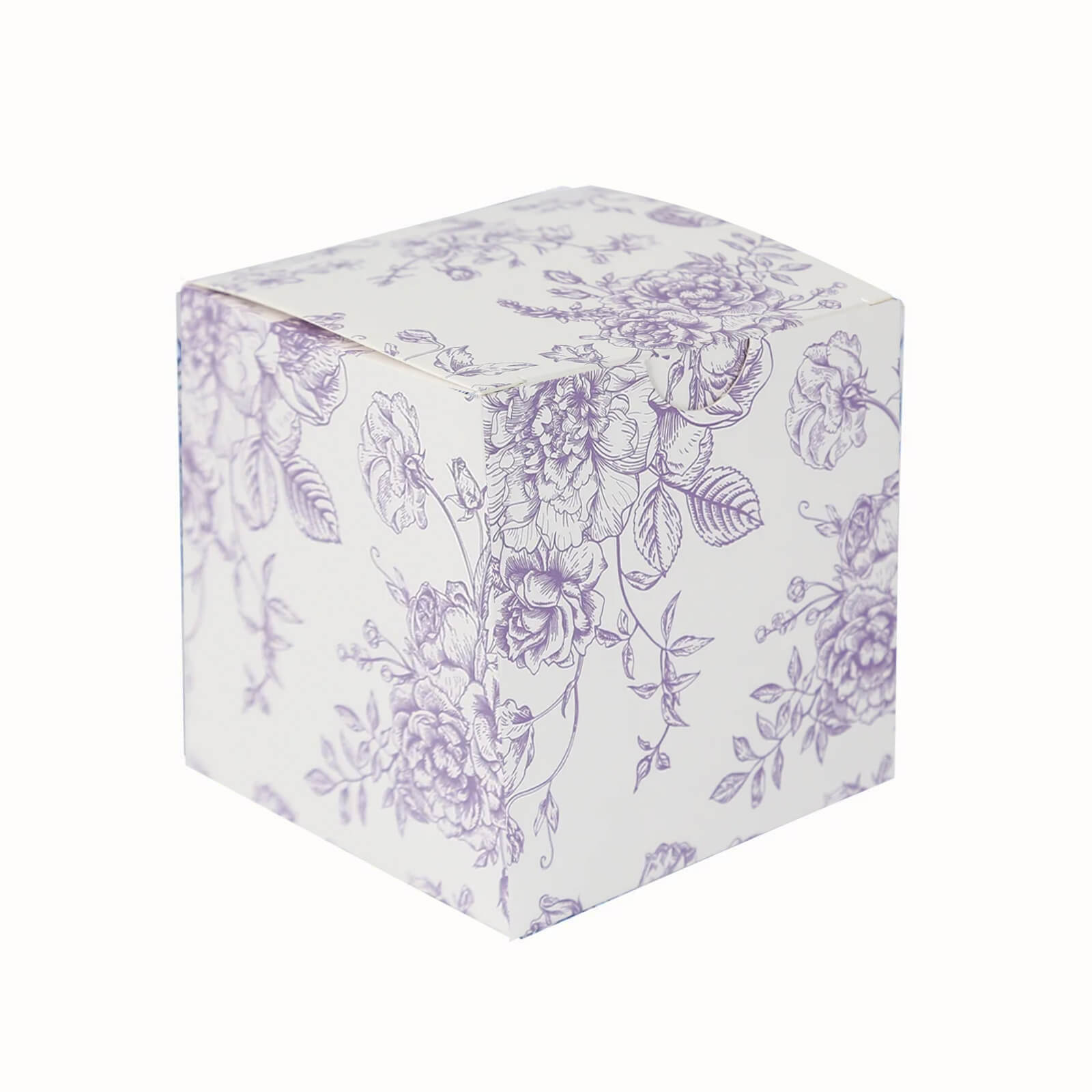 25 Pack Candy Treat Favor Boxes in French Toile Pattern - Matte Lavender and White Party Gift Boxes, Cardstock Paper - 3"x3"