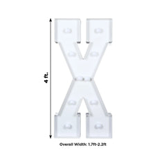 Giant LED Marquee Light Up Letter "X", White 4ft Pre-Cut Foam Board with 10 Warm White Battery Operated LEDs, Glue Gun and Sticks