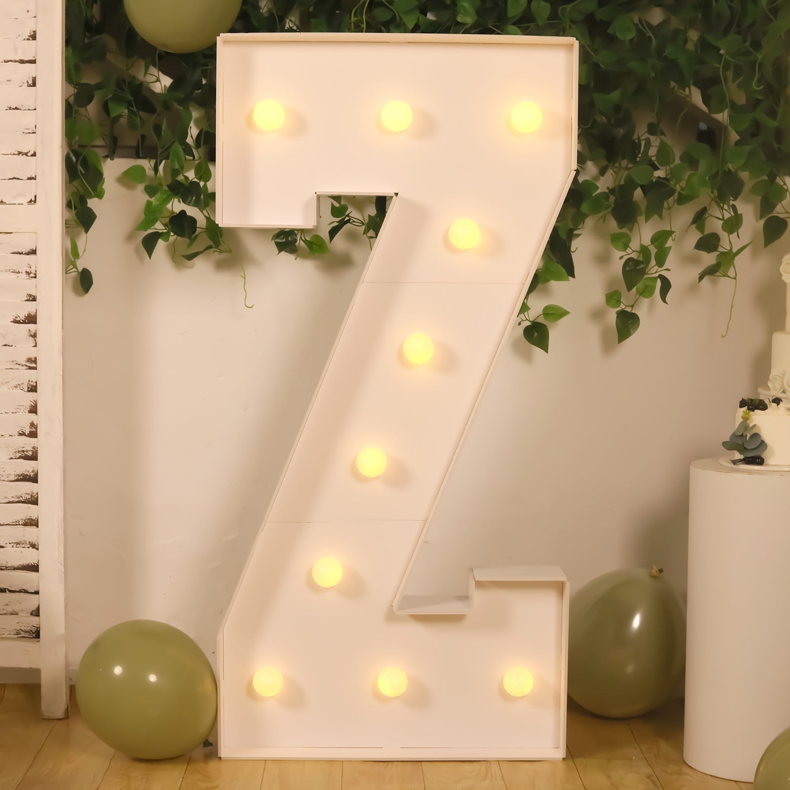 Giant LED Marquee Light Up Letter "Z", White 4ft Pre-Cut Foam Board with 10 Warm White Battery Operated LEDs, Glue Gun and Sticks