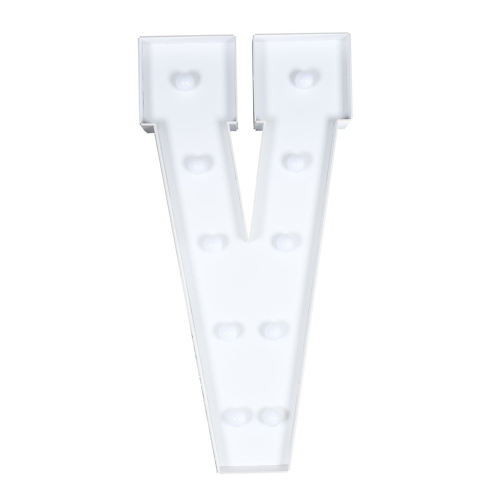 Giant LED Marquee Light Up Letter "V", White 4ft Pre-Cut Foam Board with 10 Warm White Battery Operated LEDs, Glue Gun and Sticks
