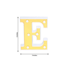 3D Marquee Letter "E" Warm White 6 LED Lights Gold - Chic Light-Up Decor for Events 6"