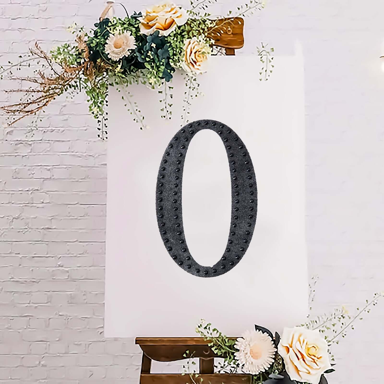 Decorative Rhinestone Alphabet "O" Letter Stickers, Glitter Adhesive Craft Letters Black DIY Sparkle Embellishments 8"