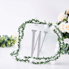 Decorative Rhinestone Alphabet "W" Letter Stickers, Glitter Adhesive Craft Letters Silver DIY Sparkle Embellishments 8"