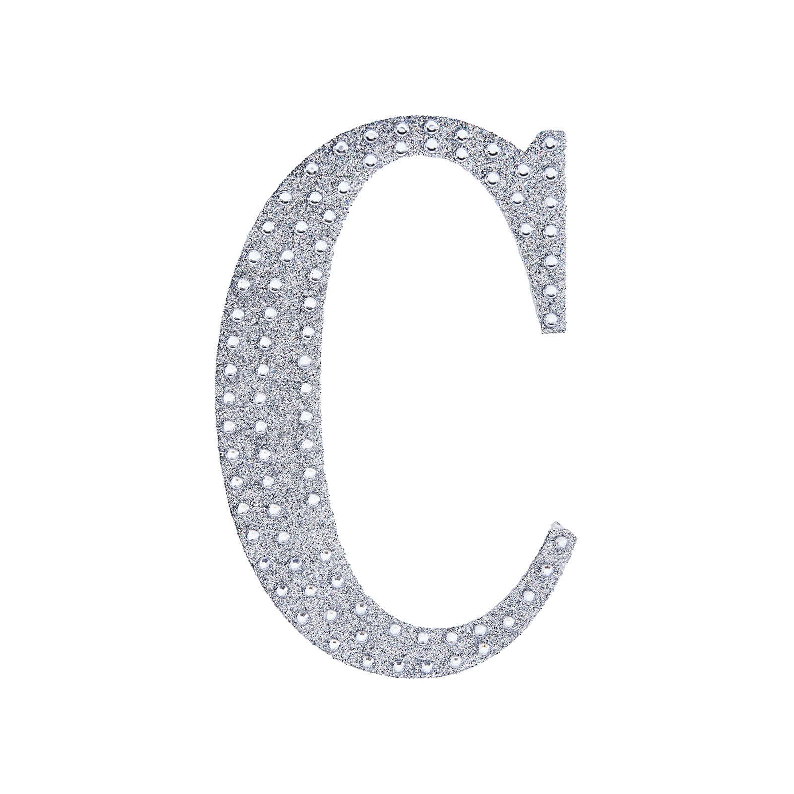 Decorative Rhinestone Alphabet "C" Letter Stickers, Glitter Adhesive Craft Letters Silver DIY Sparkle Embellishments 6"