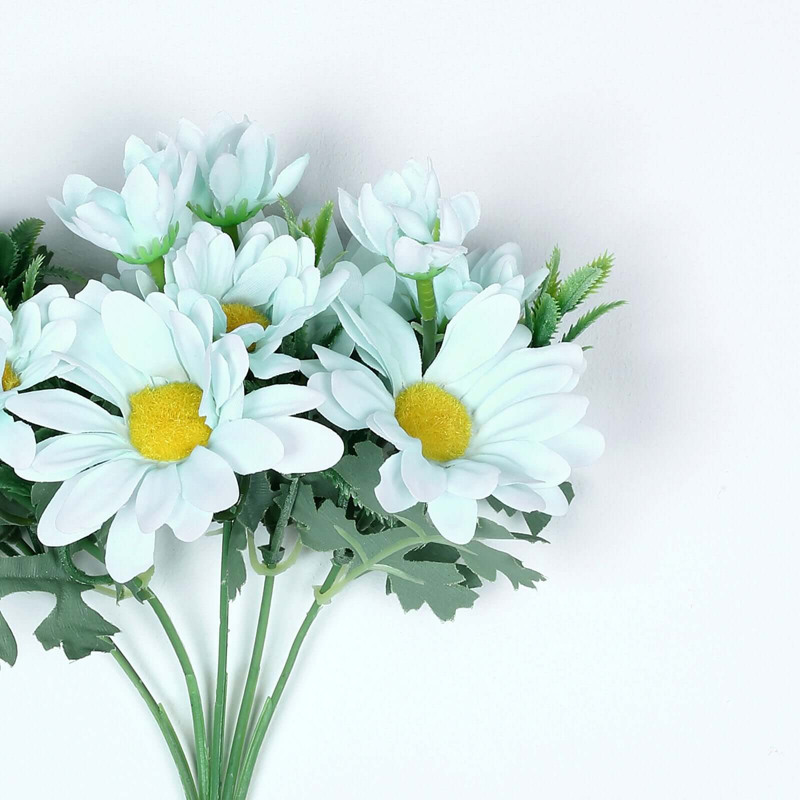 4 Bushes 11" Light Blue Artificial Silk Daisy Flower Bouquet Branches