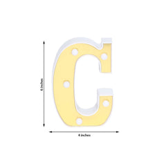 3D Marquee Letter "C" Warm White 5 LED Lights Gold - Chic Light-Up Decor for Events 6"