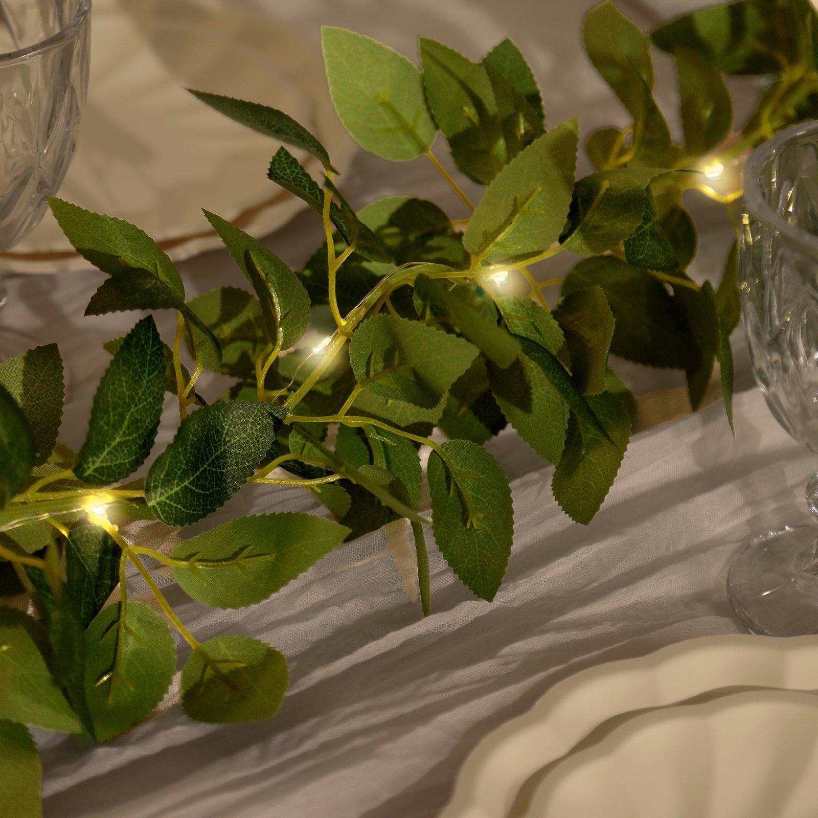 6ft Lighted Rose Leaf Vine, Artificial Greenery Garland String Lights for Home & Wedding Decor