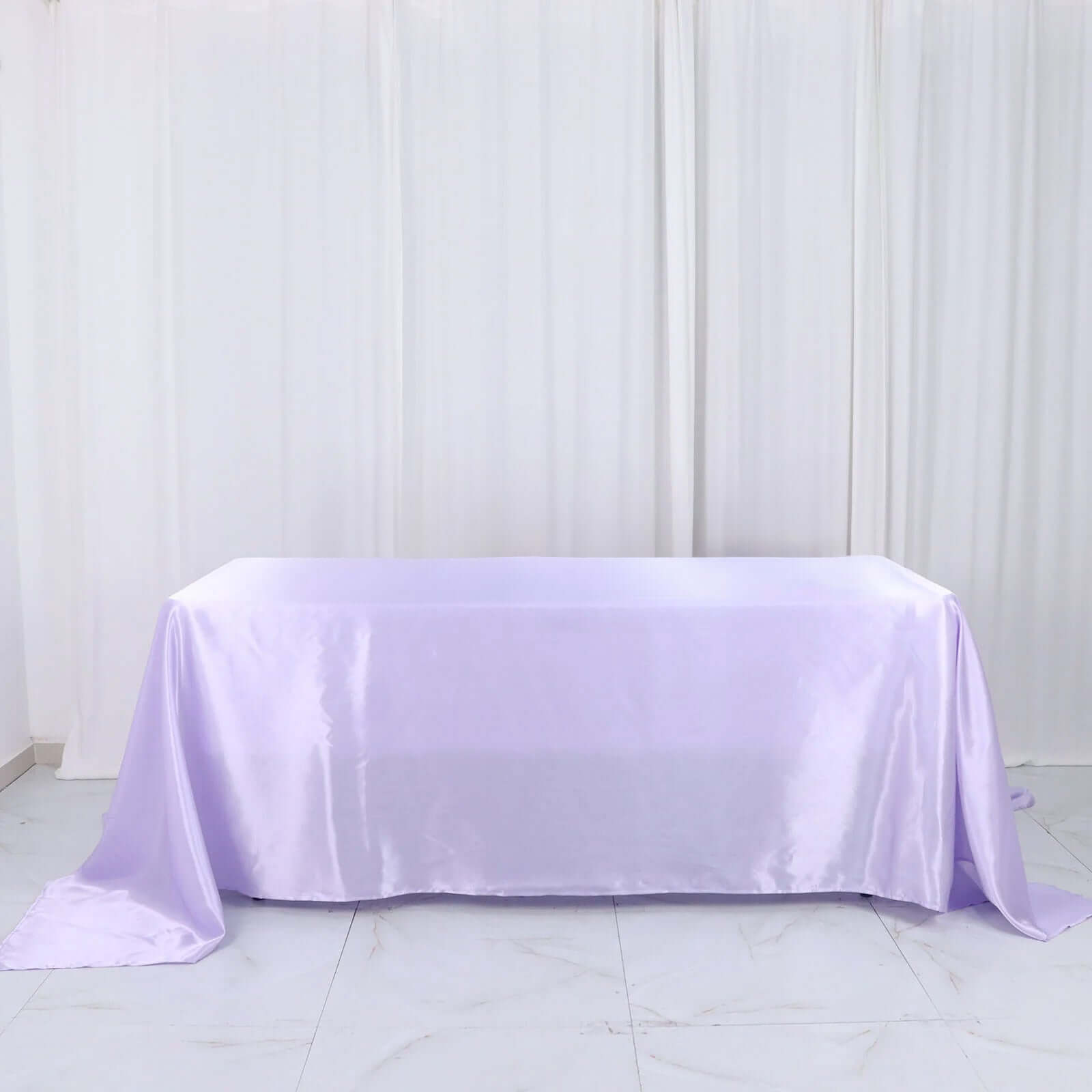 Satin Rectangular 90"x132" Tablecloth Lavender Lilac - Seamless Table Cover