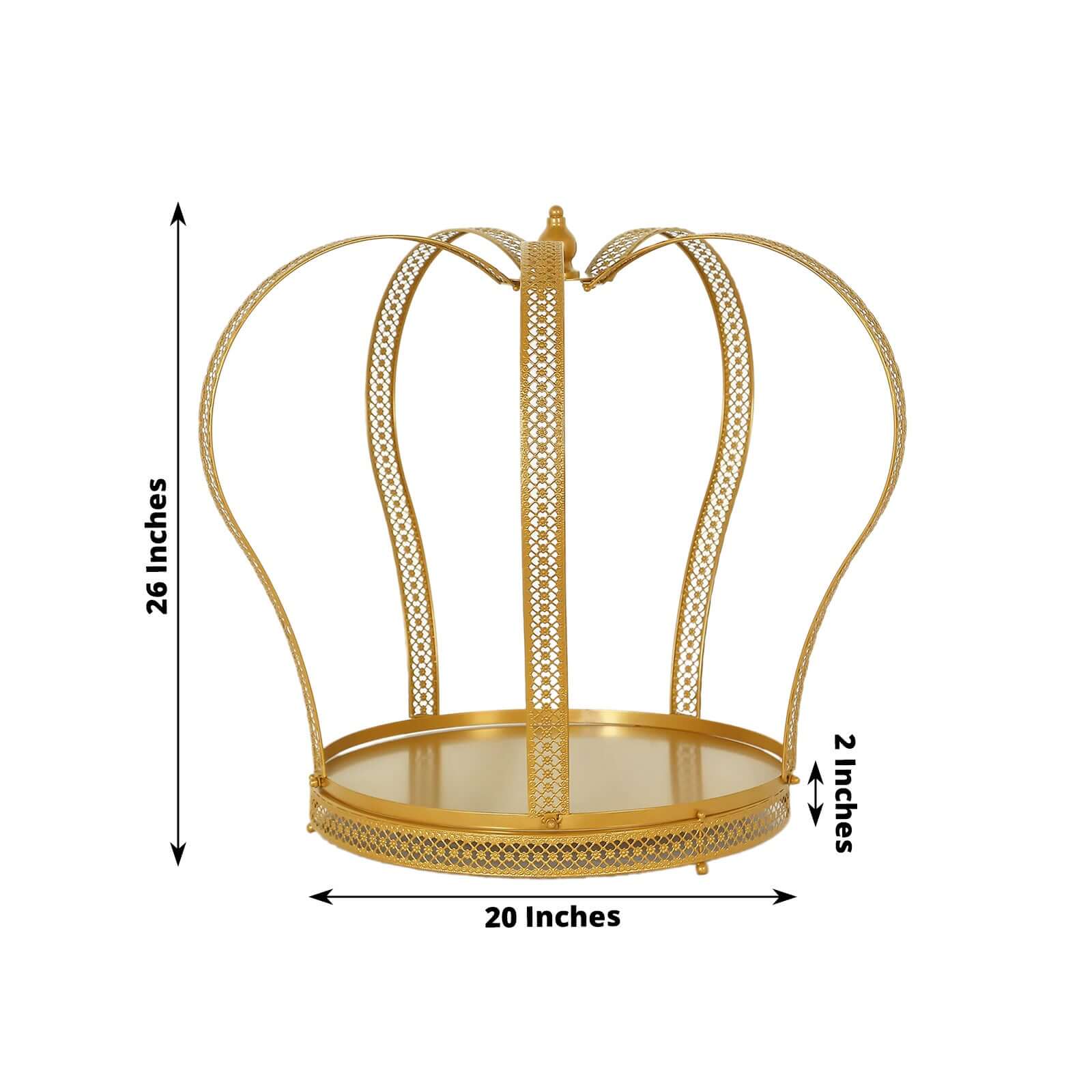 Metal Wedding Cake Stand 26" Gold Princess Crown Style - Exquisite Cupcake Display Holder Centerpiece for Fairy Tale Weddings & Chic Dessert Presentations