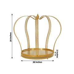Metal Wedding Cake Stand 26" Gold Princess Crown Style - Exquisite Cupcake Display Holder Centerpiece for Fairy Tale Weddings & Chic Dessert Presentations