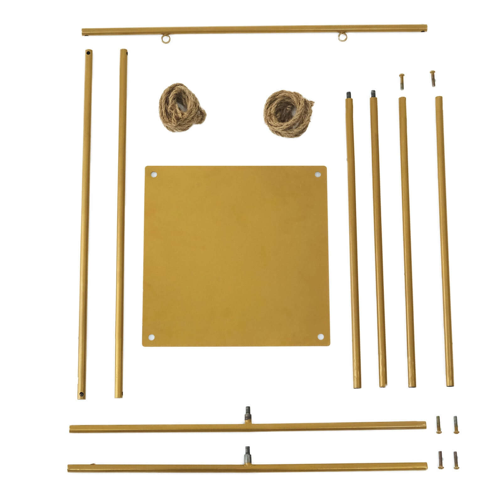 Metal Cake Swing Stand with Jute Rope Gold - Chic Hanging Dessert Display Centerpiece for Upscale Event Table Decor 3ft Tall