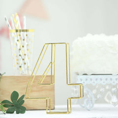 8" Tall Gold Freestanding 3D Decorative Metal Wire Numbers, Wedding Table Numbers -4