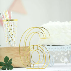 8" Tall Gold Freestanding 3D Decorative Metal Wire Numbers, Wedding Table Numbers -6