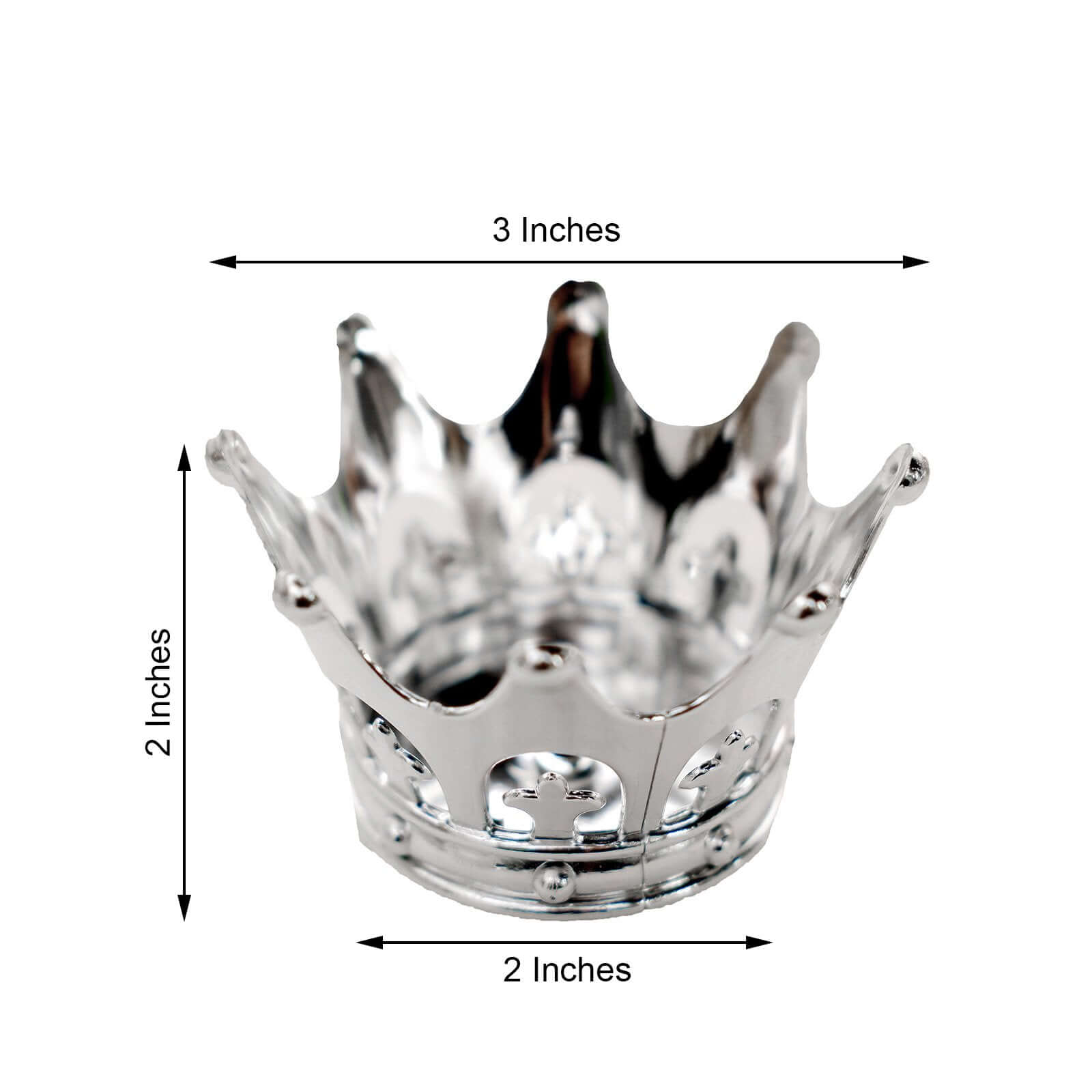 12-Pack Fillable Mini Crown Candy Container Silver - Regal Baby Shower Candy Treat Favor Containers 3"