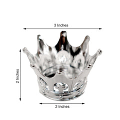 12-Pack Fillable Mini Crown Candy Container Silver - Regal Baby Shower Candy Treat Favor Containers 3"