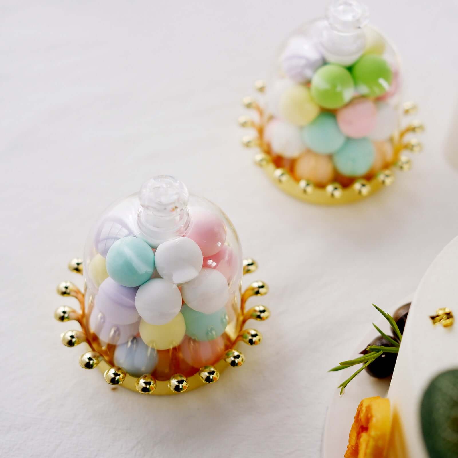 12 Pack 4" Clear Gold Mini Crown Treats Party Favor Boxes, Small Treats Jar Party Favor Boxes With Dome Lid