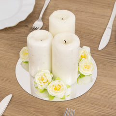 10-Pack Candle Plate Centerpiece Bases Circle Acrylic Mirror Tray Silver Round - Event Decor 8"