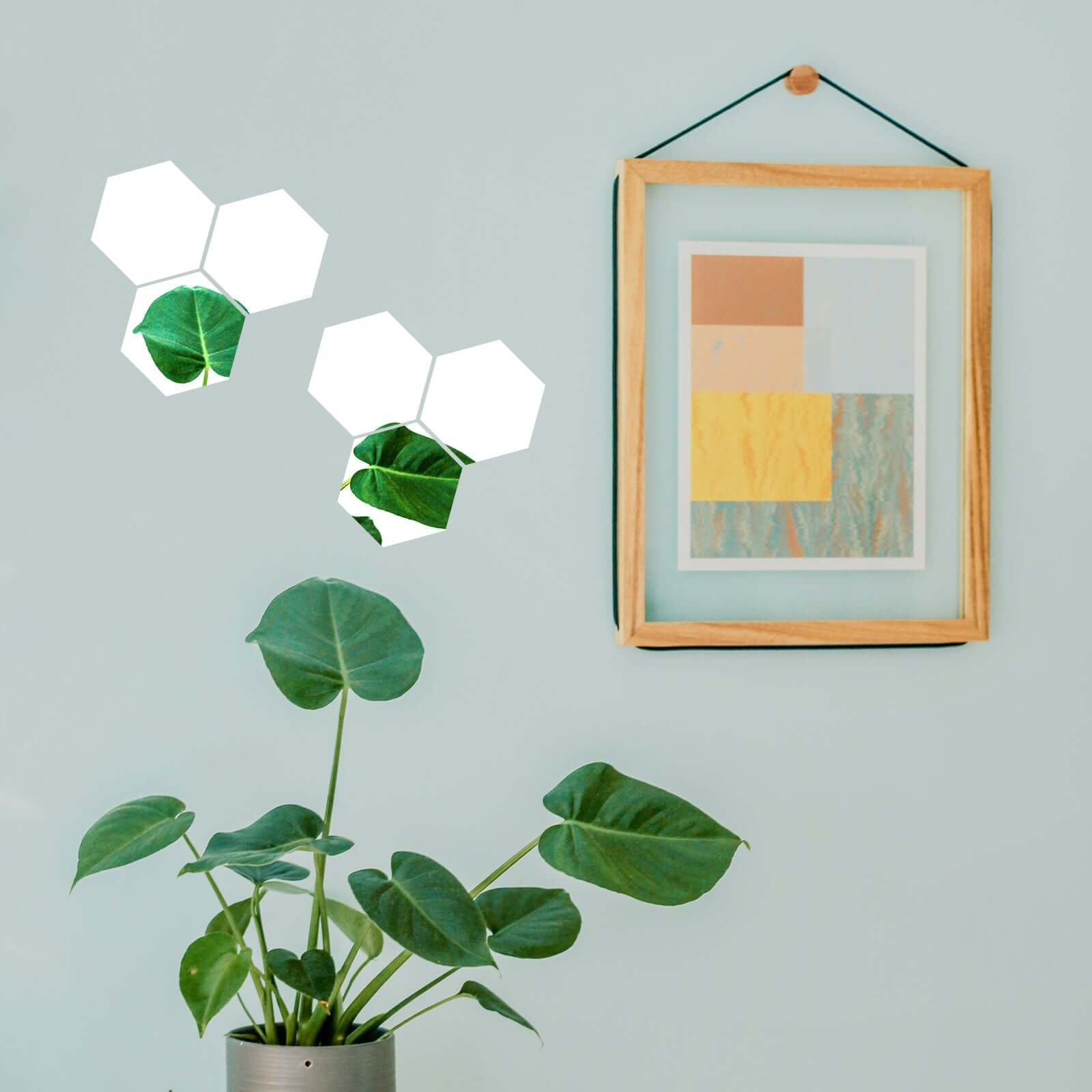 12 Pack Hexagon Acrylic Mirror Wall Stickers, 7" Removable Wall Decals For Home Decor