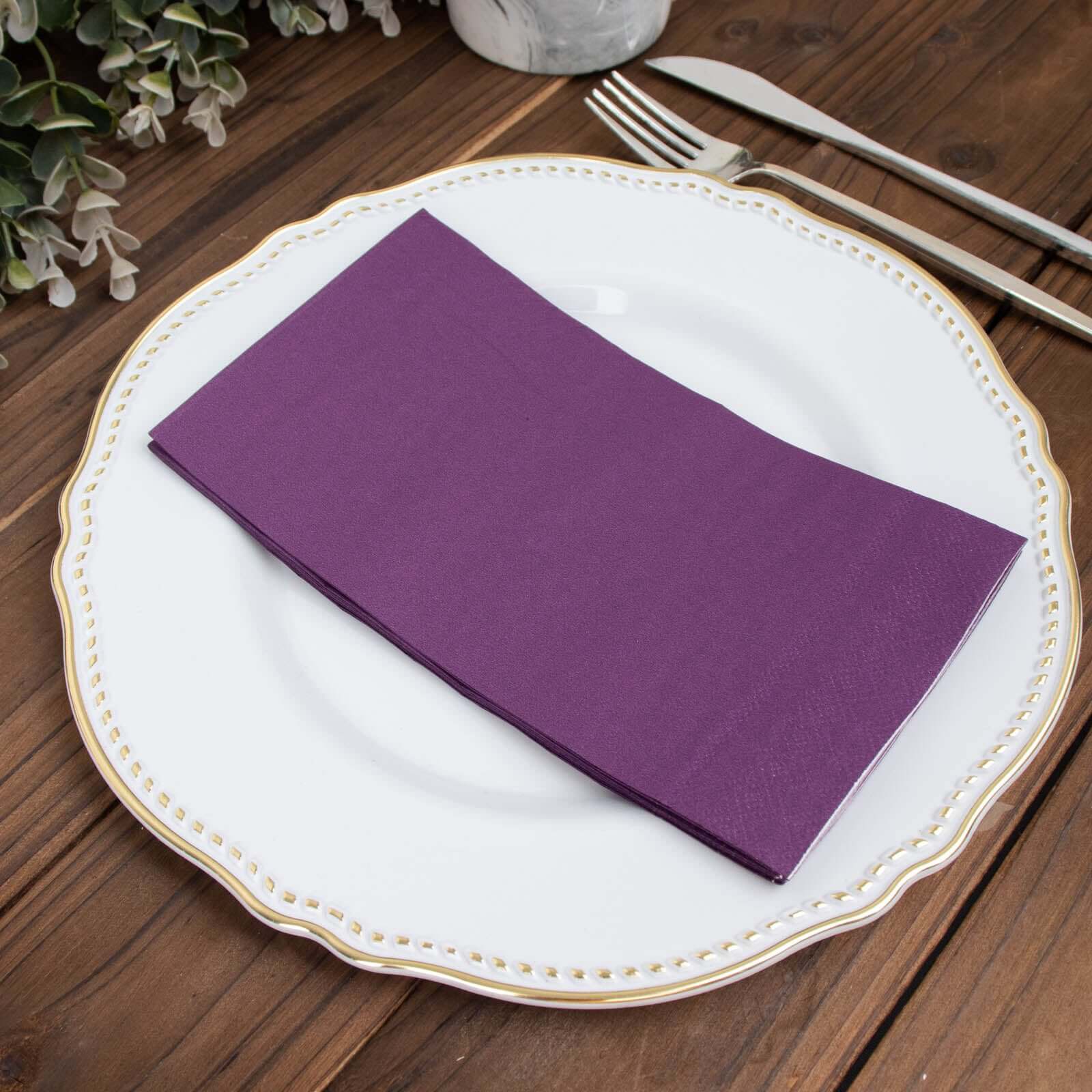 50-Pack Paper Napkins Purple - Soft Disposable 2-Ply Dinner Napkins for Weddings