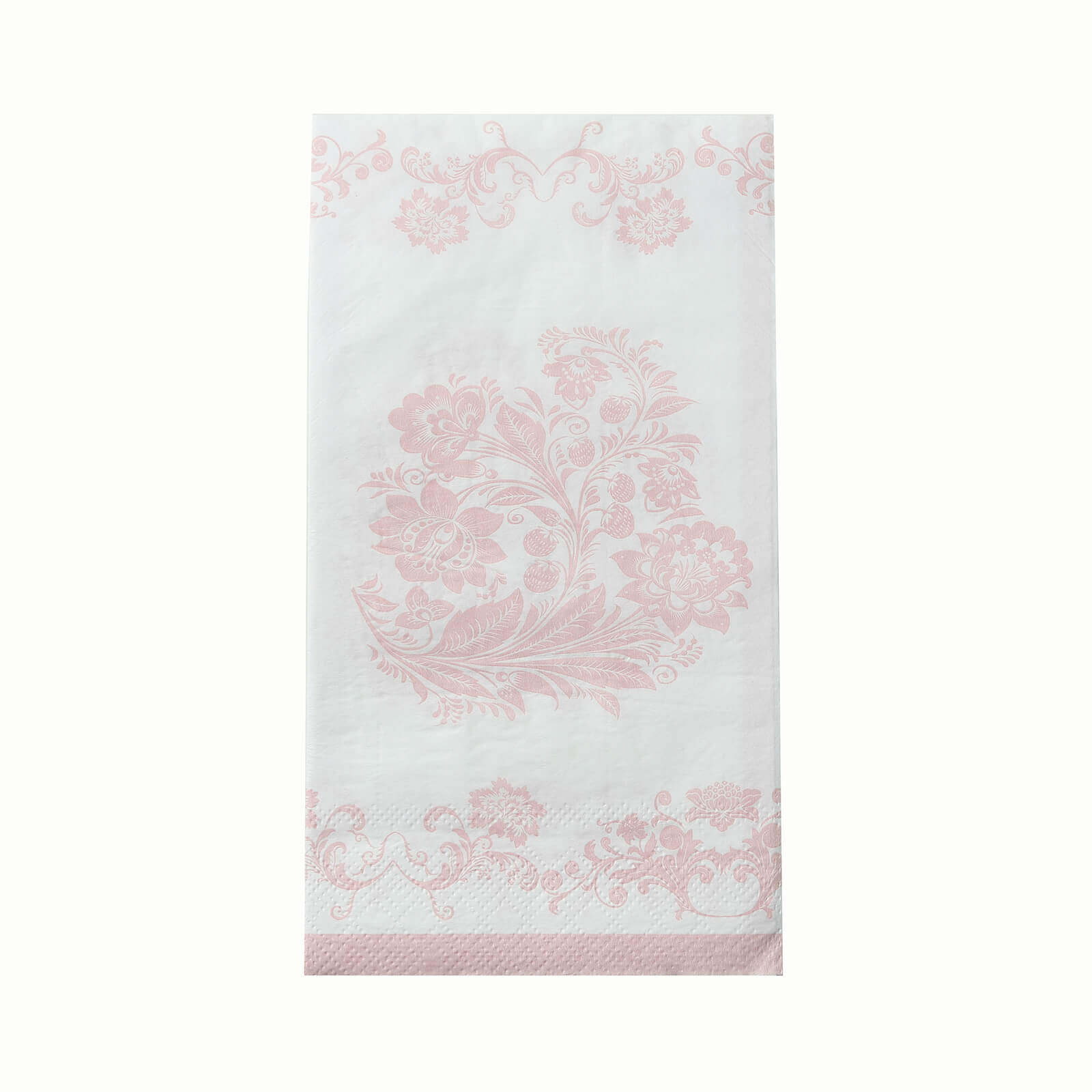 50-Pack Paper Dinner Napkins White with Pink Damask Floral Pattern 2-Ply - Stylish Disposable Napkins for Parties
