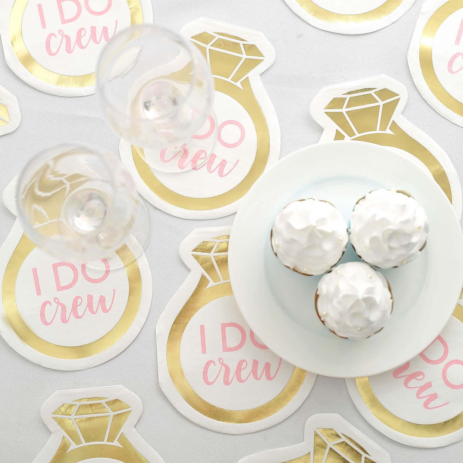 20-Pack Paper Cocktail Napkins with Ring Design - Unique Disposable Napkins for Engagements 12"x10"