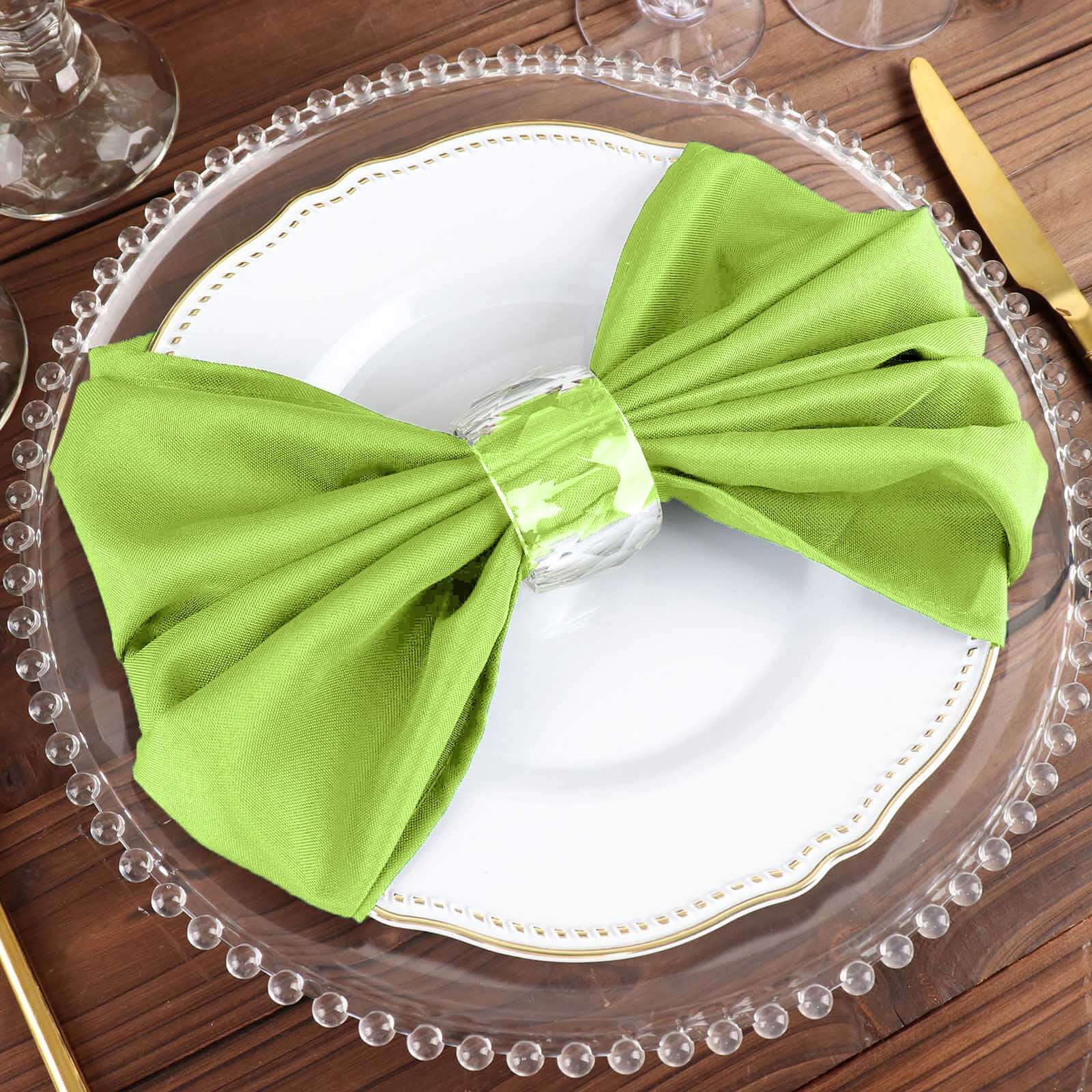 5 Pack Polyester 20"x20" Napkins Apple Green - Wrinkle Resistant & Easy Care Cloth Napkins